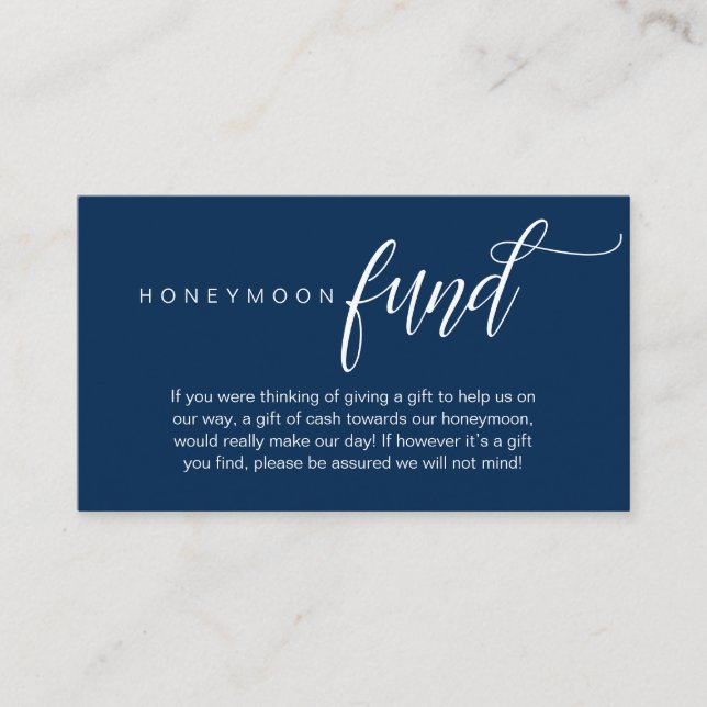 Bröllop Honeymoon Fund, Wish, Pengarar, Modern Cla Tilläggskort (Framsida)