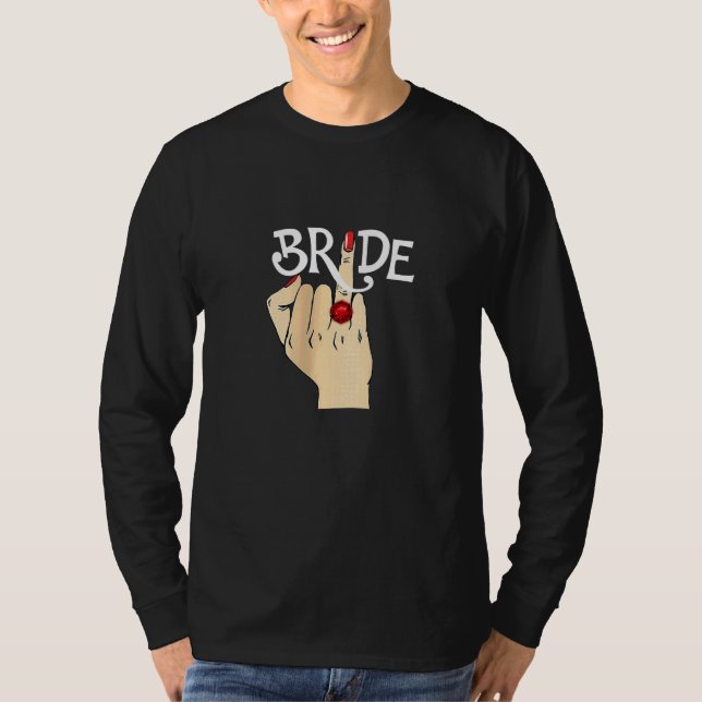 Bröllop Honeymoon Sjungbrud Finger Ring Fästman  T Shirt (Framsida)