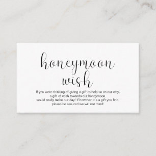 Bröllop Honeymoon vill ha minimalt, svart typsnitt Tilläggskort