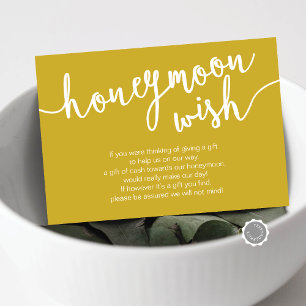 Bröllop Honeymoon Wish Fund, Gult Guld Tilläggskort