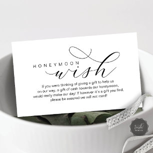Bröllop Honeymoon Wish, Modern elegans minimal Tilläggskort