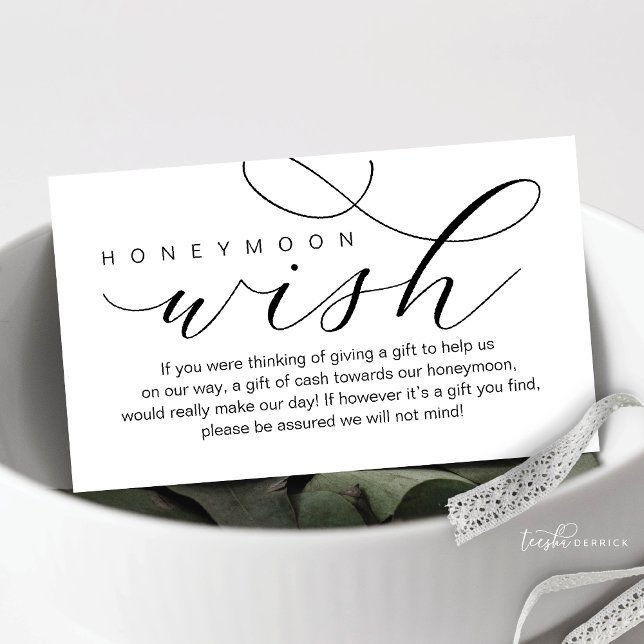 Bröllop Honeymoon Wish, Modern elegans minimal Tilläggskort (Wedding Honeymoon Wish, Modern Beautiful Elegance Luxury Enclosure Card)