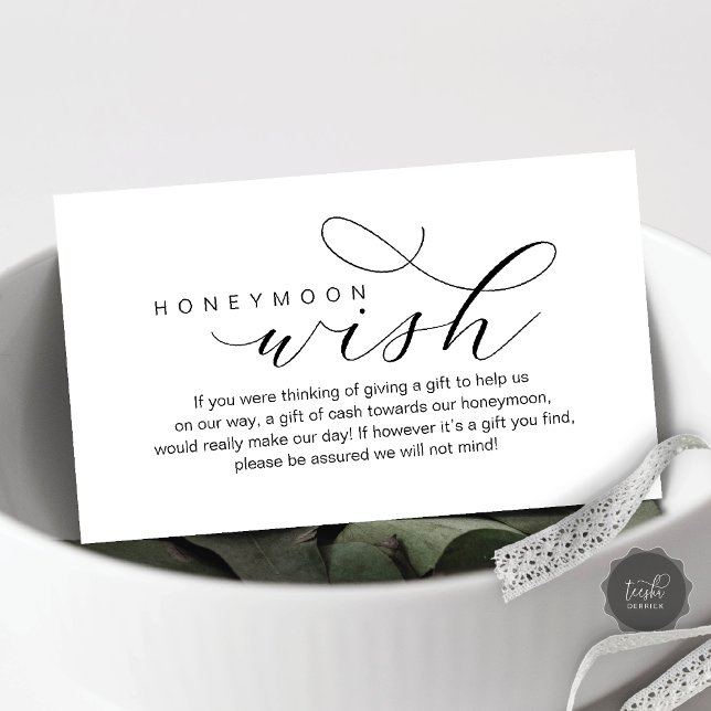 Bröllop Honeymoon Wish, Modern elegans minimal Tilläggskort (Wedding Honeymoon Wish, Modern elegance minimal Enclosure Card)