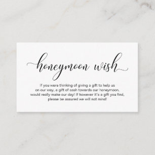 Bröllop Honeymoon Wish, Modern Elegant Script Tilläggskort
