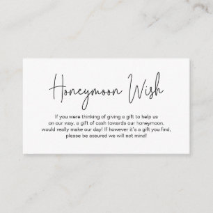 Bröllop Honeymoon Wish, Modern handskriven skrift Tilläggskort