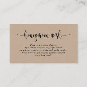 Bröllop Honeymoon Wish or Fund, Brown Kraft Tilläggskort