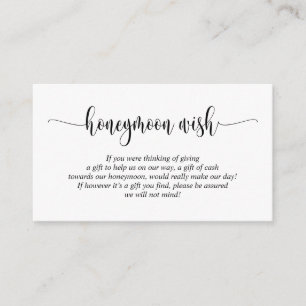 Bröllop Honeymoon Wish or Fund, Modern Script Tilläggskort