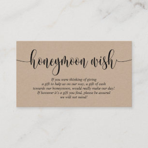 Bröllop Honeymoon Wish or Fund, Rustic Kraft Tilläggskort