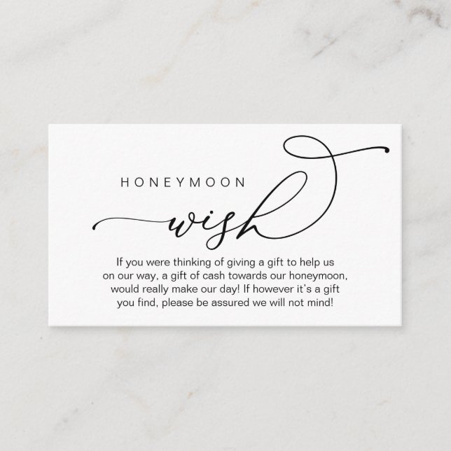 Bröllop Honeymoon Wish, presenter i Pengarar Wishi Tilläggskort (Framsida)