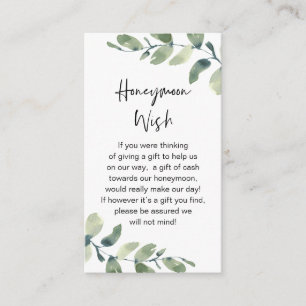 Bröllop Honeymoon Wish, Rustic Greenery Eucalyptus Tilläggskort