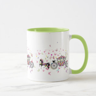 Bröllop Horse & Carriage Flowers & Butterflies Mugg