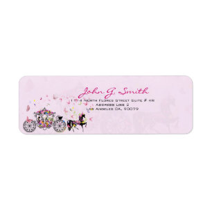Bröllop Horse & Carriage Flowers & Butterflies Returadress Etikett