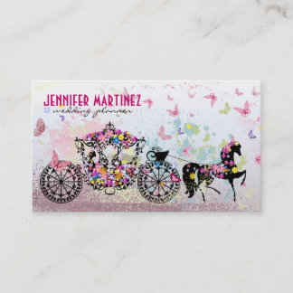 Bröllop Horse & Carriage Flowers & Butterflies Visitkort
