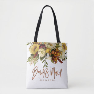 Bröllop höstblommor och löv brideasmaid tygkasse