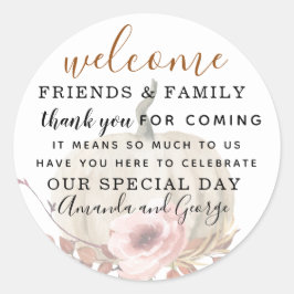 Bröllop höstpumpa tack runt klistermärke