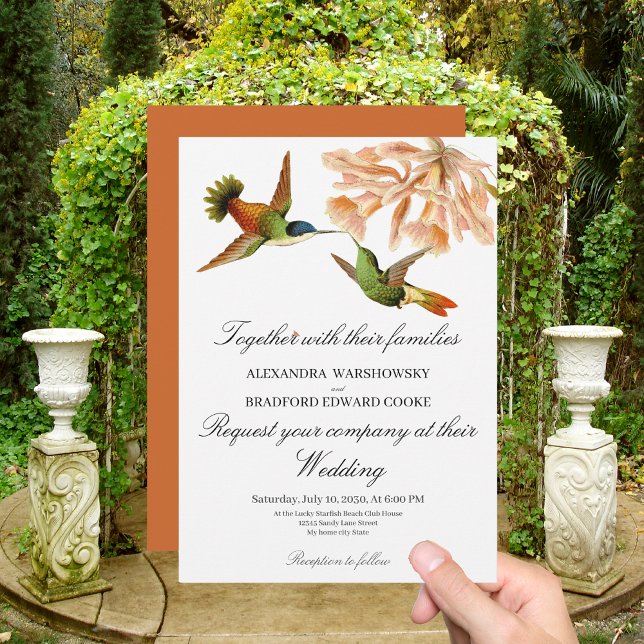 Bröllop Hummingbird Lily Watercolor Terracotta (Skapare uppladdad)