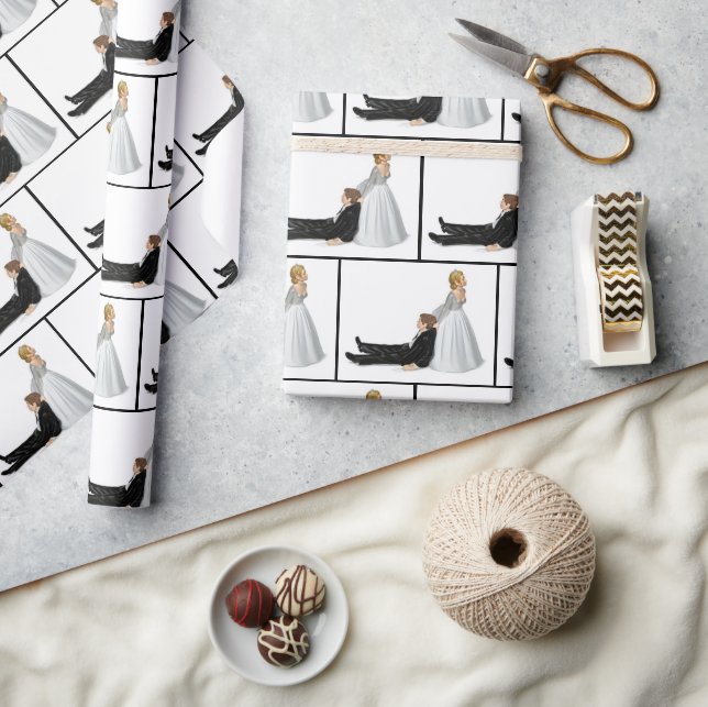 Bröllop Humor med Bride och Groom Presentpapper (Hantverk)