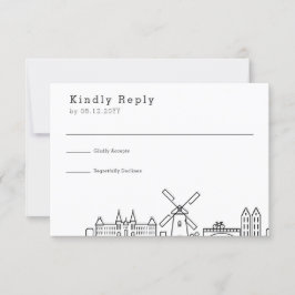Bröllop i Amsterdam | Stilisert Skyline RSVP OSA Kort