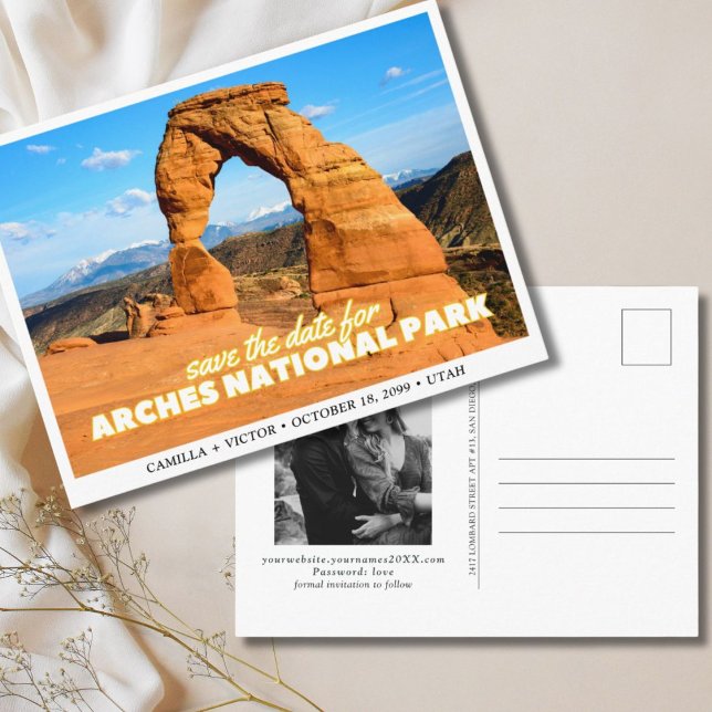 Bröllop i Arches National Park - Spara datumet Vykort (Arches National Park Wedding Save the Date Postcard)