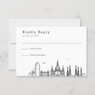 Bröllop i Barcelona Stilisert Siluett Svar RSVP