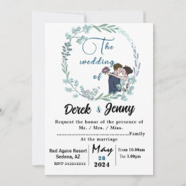 Bröllop i blå älskare inbjudningar