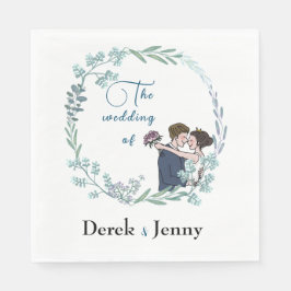 Bröllop i blå älskare pappersservett