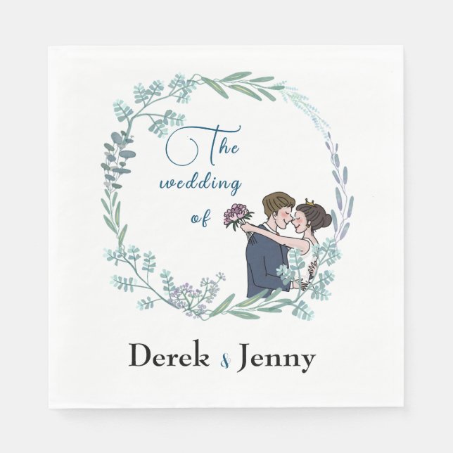 Bröllop i blå älskare pappersservett (Framsidan)