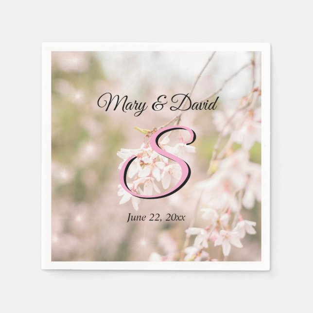 Bröllop i Bright Weeping Cherry Sparkles Pappersservett (Framsidan)