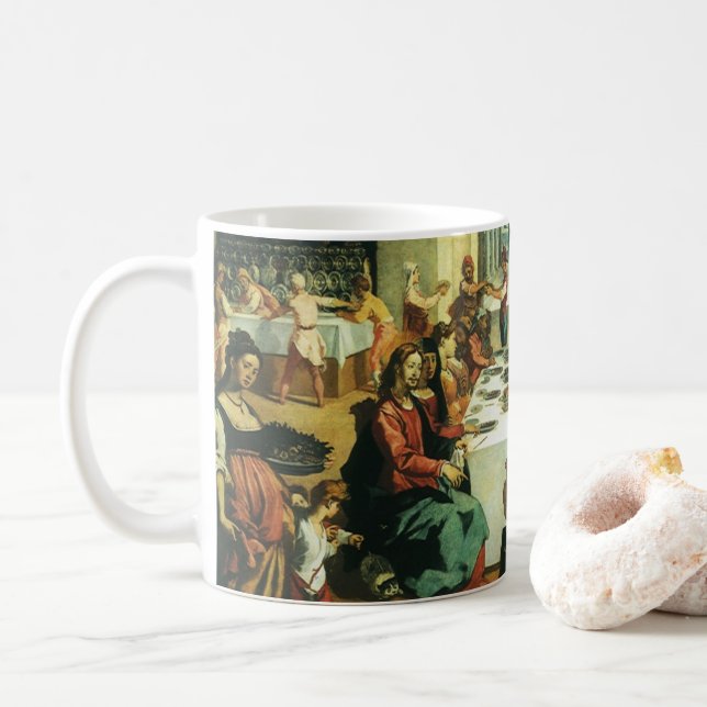 Bröllop i Cana av Andrea Boscoli, Renaissance Art Kaffemugg (Med munk)