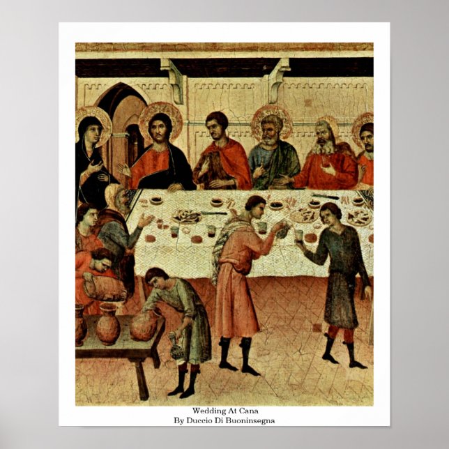 Bröllop i Cana av Duccio di Buoninsegna Poster (Framsidan)