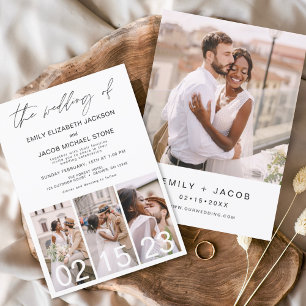 Bröllop i den minimalistiska Eleganten för foto en Inbjudningar