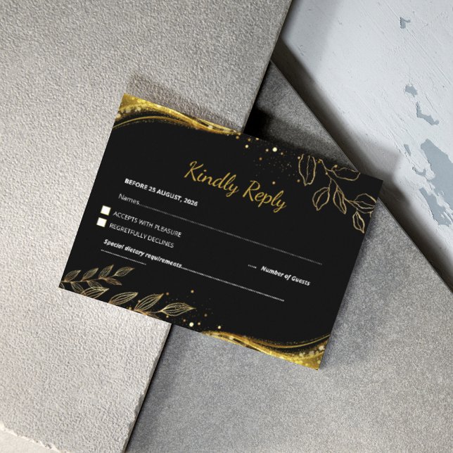 Bröllop i den moderna Svarta Guld-Blommigten OSA Kort (Skapare uppladdad)