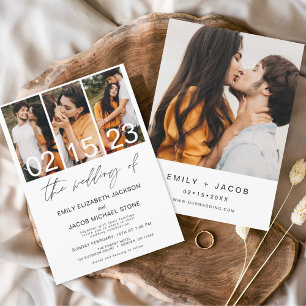 Bröllop i det fotominimalistiska vita Bröllop Inbjudningar