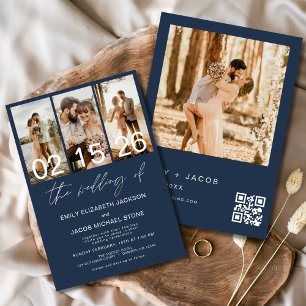 Bröllop i Eleganten för fotot QR-kod Inbjudningar