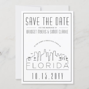 Bröllop i Florida Stiliserad Stadssiluett Uppge Inbjudningar