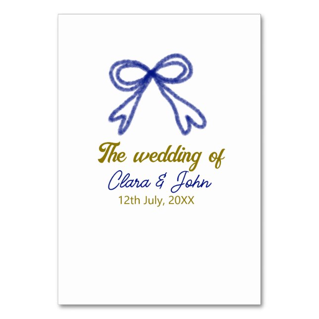 Bröllop i guld marinblå bog par namn bordsnummer (Framsidan)