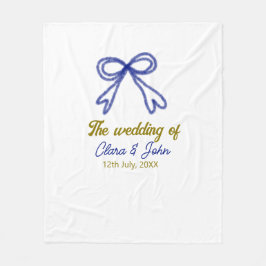 Bröllop i guld marinblå bog par namn fleecefilt
