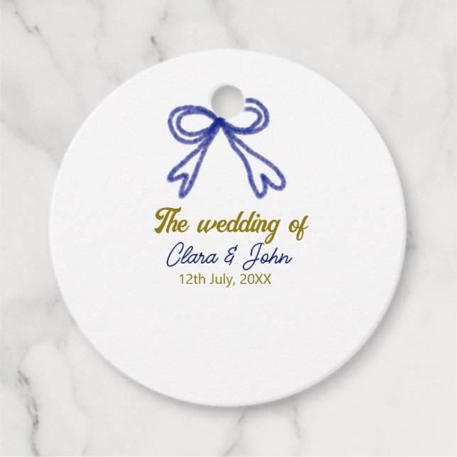 Bröllop i guld marinblå bog par namn gåvor etiketter (Framsida)