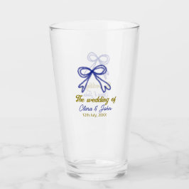 Bröllop i guld marinblå bog par namn glaskopp