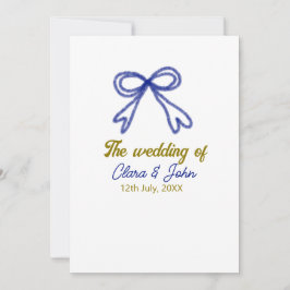 Bröllop i guld marinblå bog par namn inbjudningar