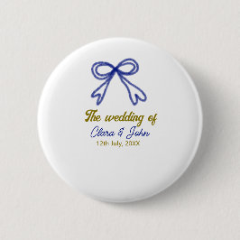 Bröllop i guld marinblå bog par namn knapp