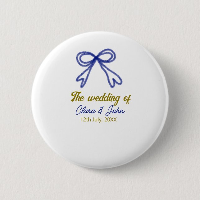 Bröllop i guld marinblå bog par namn knapp (Framsida)