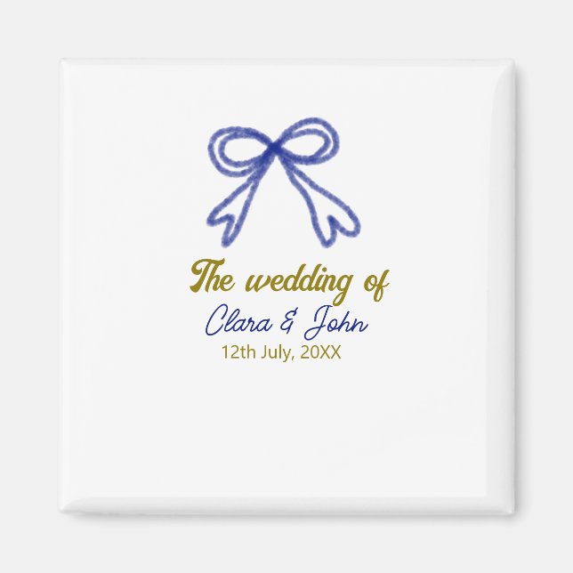 Bröllop i guld marinblå bog par namn magnet (Framsidan)