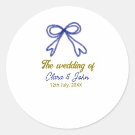 Bröllop i guld marinblå bog par namn runt klistermärke