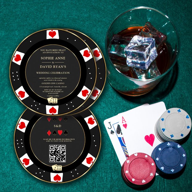 Bröllop i Guld Poker Chip Casino QR-koden Inbjudningar (Skapare uppladdad)