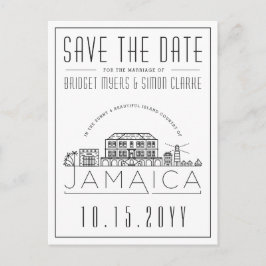 Bröllop i Jamaica Stylized Skyline Spara datumet Vykort