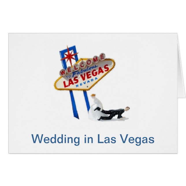 Bröllop i Las Vegas, Bride dragande Groom Card Hälsningskort (Framsidan Horizontal)