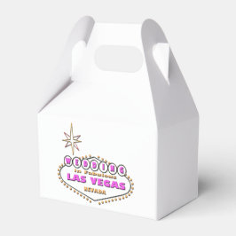 BRÖLLOP I LAS VEGAS GABLE FAVOR BOX. Rosa Logotyp. Presentaskar