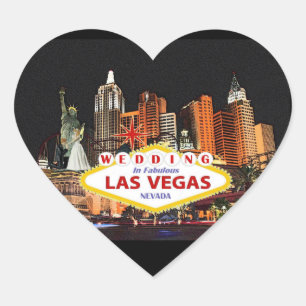 Bröllop i Las Vegas Sticker Hjärtformat Klistermärke