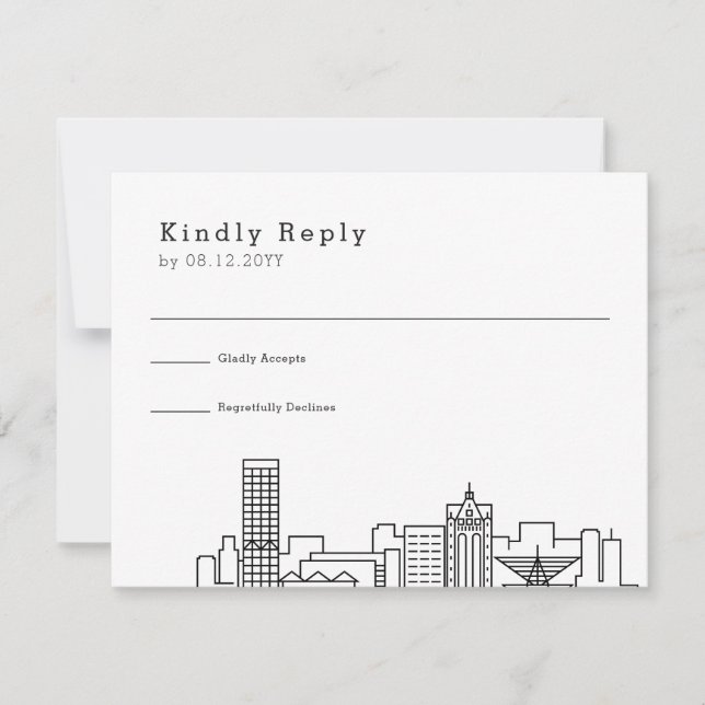 Bröllop i Milwaukee | Stilisert Skyline RSVP OSA Kort (Framsida)
